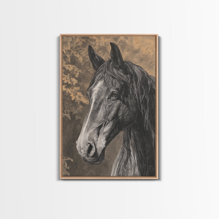 Majestic Horse Head Framed Canvas Print, Animal Art, Original Art, Living Room Decor, Abstract Art, Creature, ANI-2x3-83