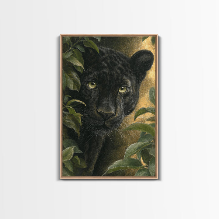 Dramatic Black Panther Emerging from Deep Jungle Canvas Print, Animal Art, Print, Living Room Decor, Abstract Art, Creature, ANI-2x3-86