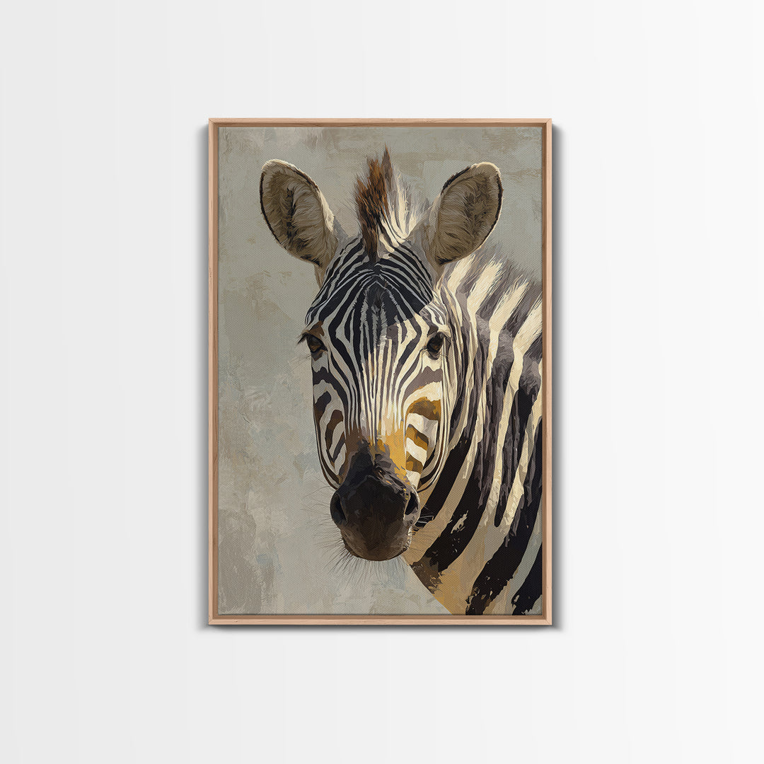 Zebra Portrait with Bold Graphic Stripe Pattern Canvas Print, Animal Art, Digital Wall Art, Living Room Decor, Creature, ANI-2x3-97