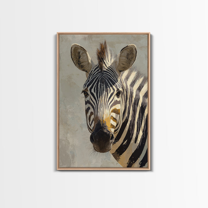 Zebra Portrait with Bold Graphic Stripe Pattern Canvas Print, Animal Art, Digital Wall Art, Living Room Decor, Creature, ANI-2x3-97