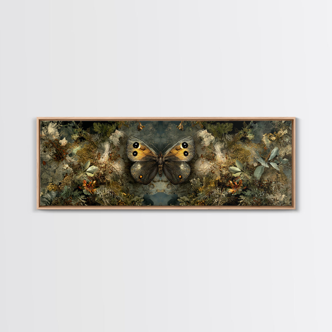 Butterfly Specimen Composition Framed Canvas Print, Animal Art, Trendy Wall Art, Living Room Decor, Fine Art, Creature, ANI-3x1-15