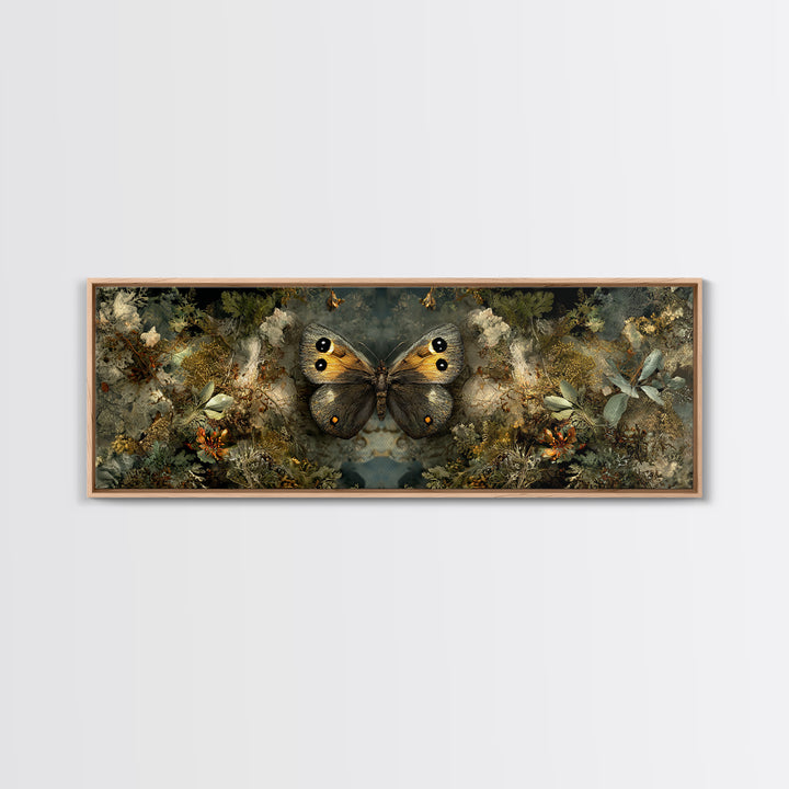 Butterfly Specimen Composition Framed Canvas Print, Animal Art, Trendy Wall Art, Living Room Decor, Fine Art, Creature, ANI-3x1-15