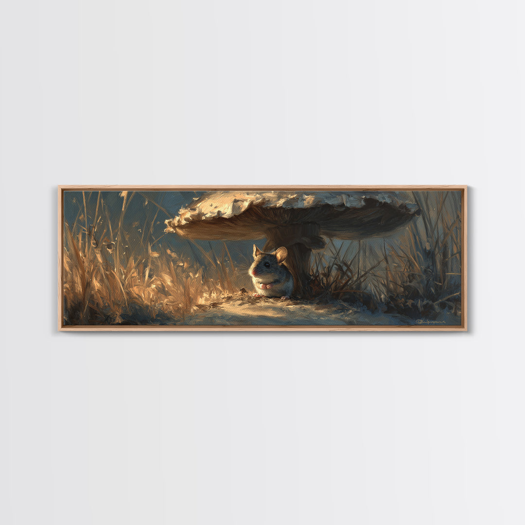 Tiny Field Mouse Framed Canvas Print, Animal Art, Digital Prints, Living Room Decor, Fine Art, Creature, Printable Art, ANI-3x1-2