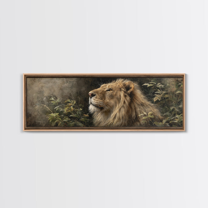 Regal Lion Profile Canvas Print, Animal Art, Farmhouse Decor, Living Room Decor, Abstract Art, Creature, Neutral Decor, ANI-3x1-25