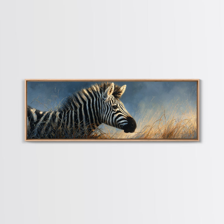 Zebra Portrait with Bold Graphic Stripe Pattern Canvas Print, Animal Art, Nursery Wall Art, Living Room Decor, Creature, ANI-3x1-33