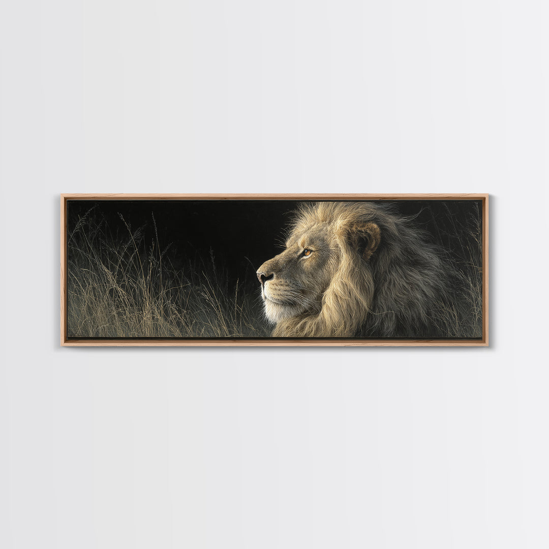 Regal Lion Profile Canvas Print, Animal Art, Farmhouse Decor, Living Room Decor, Abstract Art, Creature, Neutral Decor, ANI-3x1-49