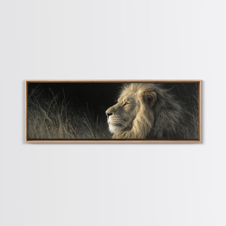 Regal Lion Profile Canvas Print, Animal Art, Farmhouse Decor, Living Room Decor, Abstract Art, Creature, Neutral Decor, ANI-3x1-49