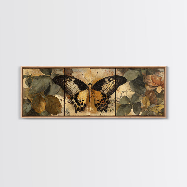 Butterfly Specimen Composition Framed Canvas Print, Animal Art, Room Decor, Living Room Decor, Fine Art, Creature, Printable, ANI-3x1-63