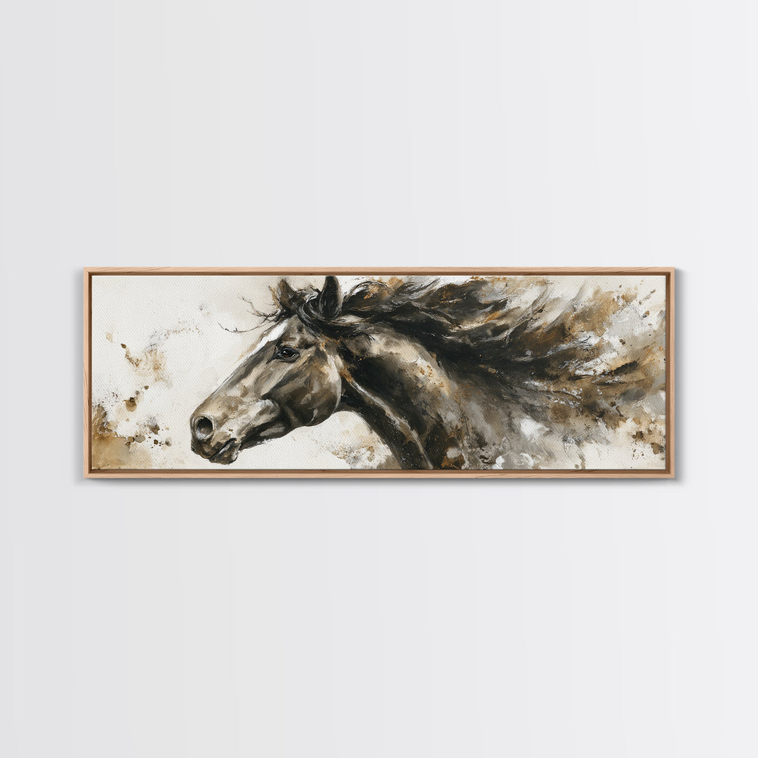 Majestic Horse Head Framed Canvas Print, Animal Art, Printable, Living Room Decor, Abstract Art, Creature, Nursery, ANI-3x1-67
