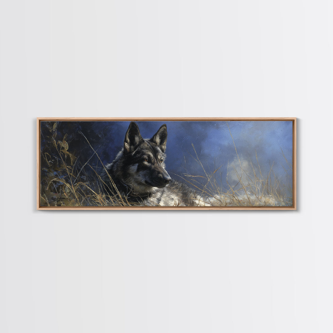 Dog Portrait with Painterly Collar and Loyal Framed Canvas Print, Animal Art, Nursery, Living Room Decor, Fine Art, Creature, ANI-3x1-77