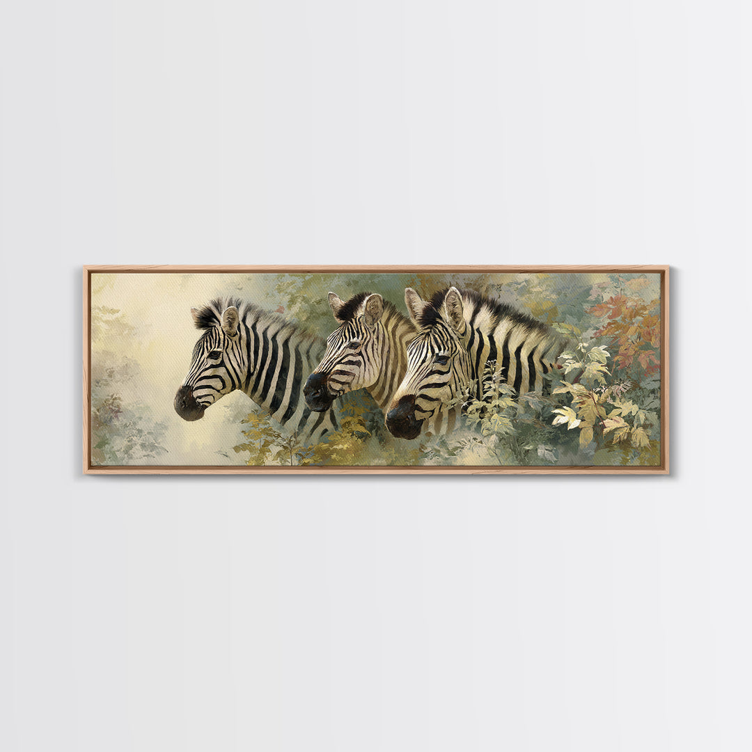 Zebra Portrait with Bold Graphic Stripe Pattern Framed Canvas Print, Animal Art, Living Room Decor, Fine Art, Creature, ANI-3x1-81