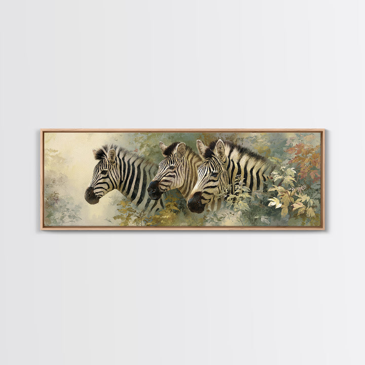 Zebra Portrait with Bold Graphic Stripe Pattern Framed Canvas Print, Animal Art, Living Room Decor, Fine Art, Creature, ANI-3x1-81