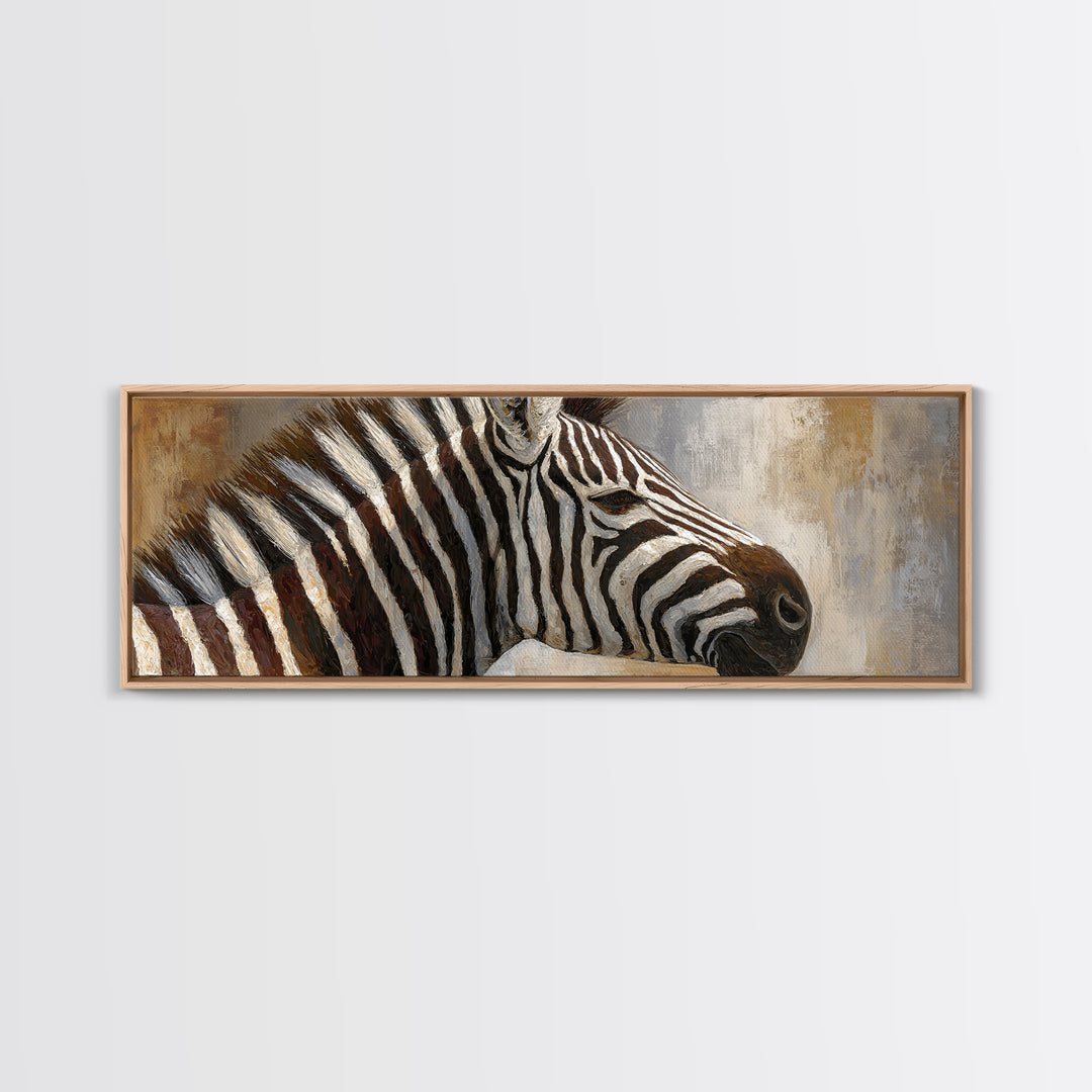 Zebra Portrait with Bold Graphic Stripe Pattern Canvas Print, Animal Art, Original Painting, Living Room Decor, Creature, ANI-3x1-9