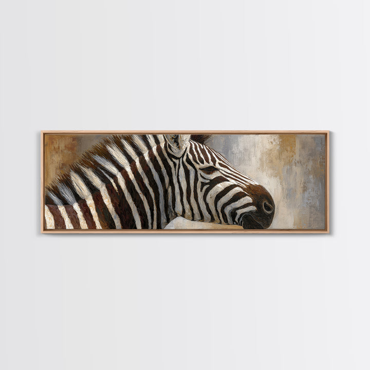 Zebra Portrait with Bold Graphic Stripe Pattern Canvas Print, Animal Art, Original Painting, Living Room Decor, Creature, ANI-3x1-9