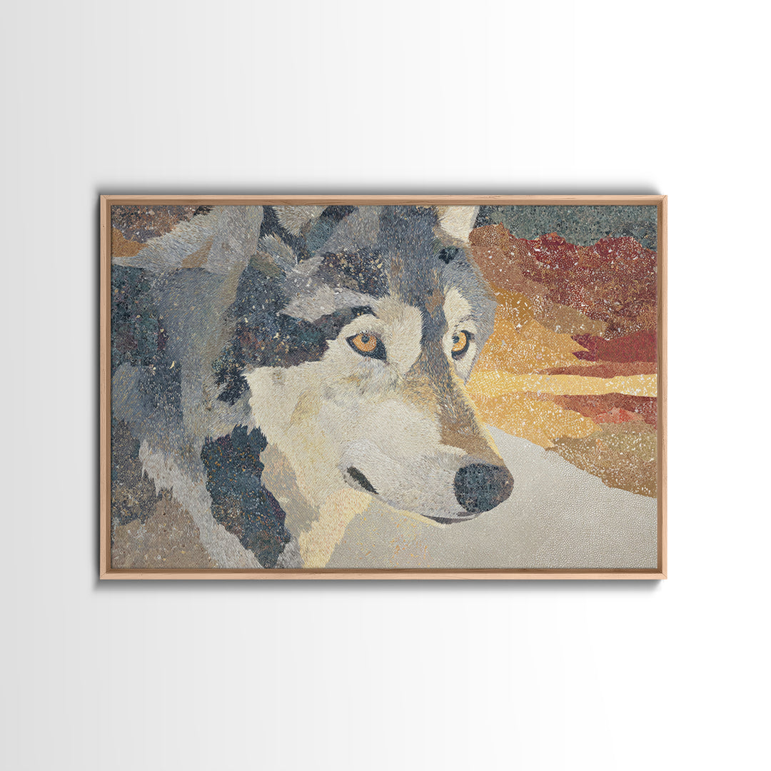 Wolf Silhouette Beneath a Star Filled Sky Canvas Print, Animal Art, Living Room Decor, Watercolor Art, Creature, ANI-3x2-26