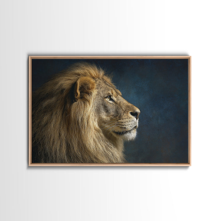 Regal Lion Profile Canvas Print, Animal Art, Living Room Decor, Oil Painting, Creature, Fine Art Print, Statement Artwork, ANI-3x2-37