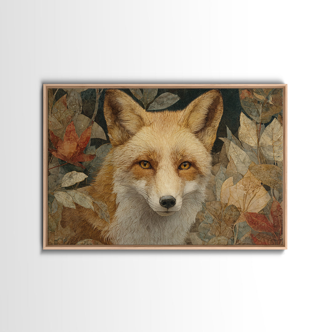 Dignified Fox Portrait Framed Canvas Print, Animal Art, Farmhouse Decor, Living Room Decor, Fine Art, Creature, Neutral Decor, ANI-3x2-5