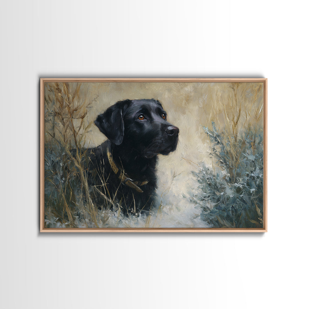 Dog Portrait with Painterly Collar and Loyal Framed Canvas Print, Animal Art, Boho Wall Art, Living Room Decor, Creature, ANI-3x2-65