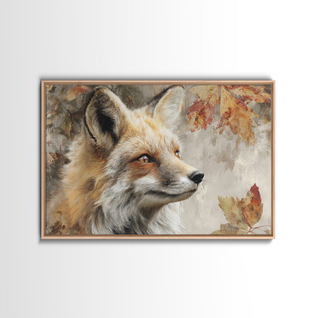 Dignified Fox Portrait Framed Canvas Print, Animal Art, Gallery Decor, Living Room Decor, Oil Painting, Creature, ANI-3x2-77