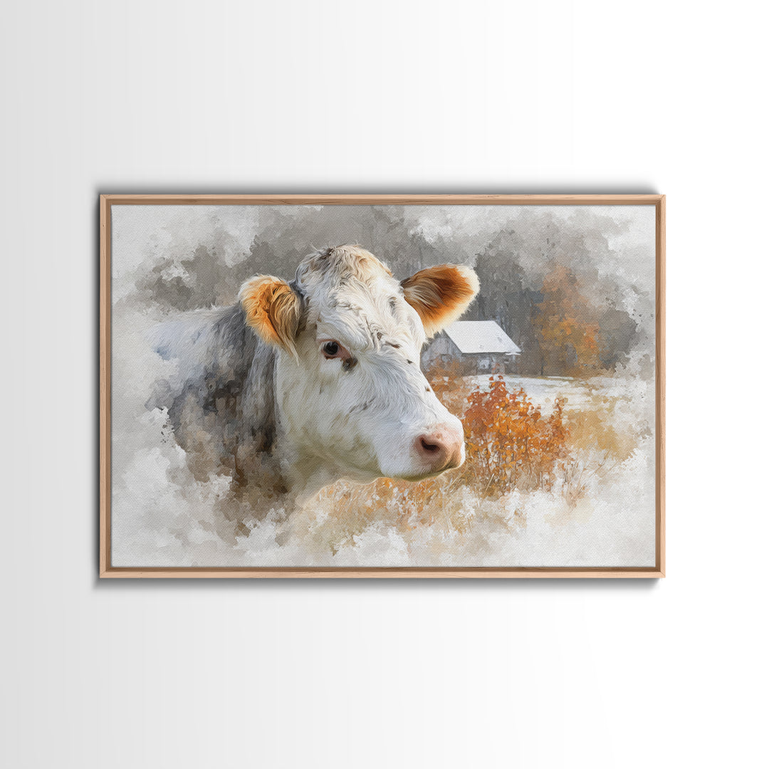 Gentle Cow Portrait Canvas Print, Animal Art, Wall Art, Living Room Decor, Fine Art, Creature, Nursery Decor, Art Deco, ANI-3x2-83