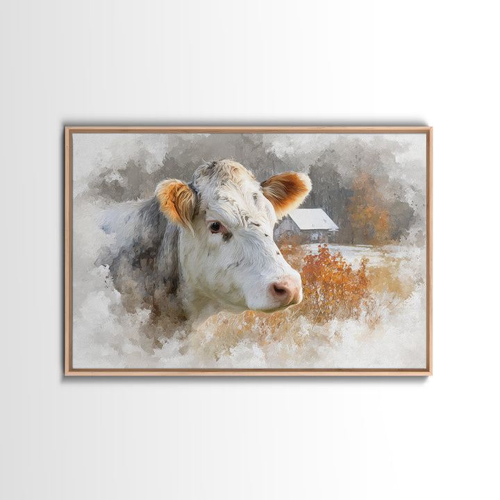 Gentle Cow Portrait Canvas Print, Animal Art, Wall Art, Living Room Decor, Fine Art, Creature, Nursery Decor, Art Deco, ANI-3x2-83