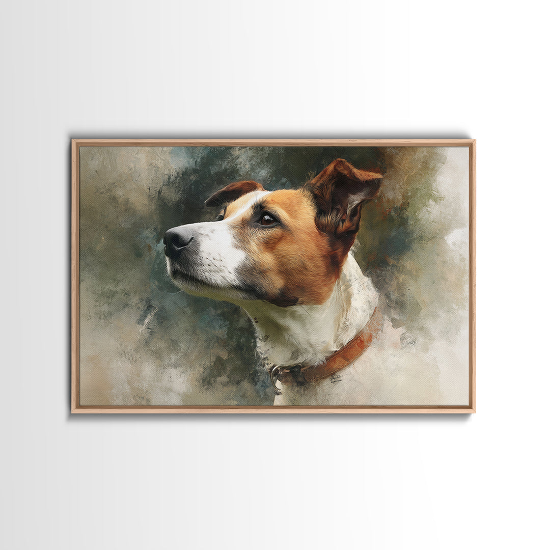 Dog Portrait with Painterly Collar and Loyal Canvas Print, Animal Art, Trendy Wall Art, Living Room Decor, Fine Art, Creature, ANI-3x2-89