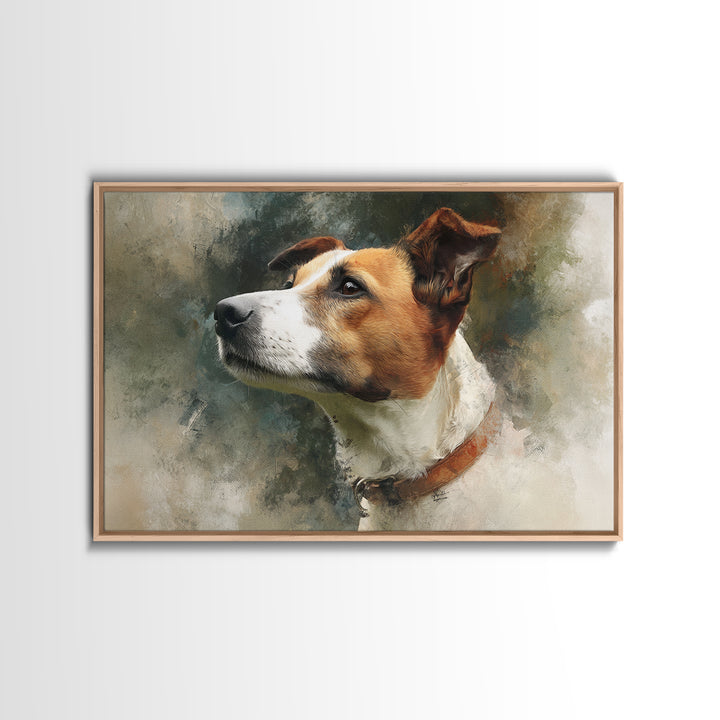 Dog Portrait with Painterly Collar and Loyal Canvas Print, Animal Art, Trendy Wall Art, Living Room Decor, Fine Art, Creature, ANI-3x2-89