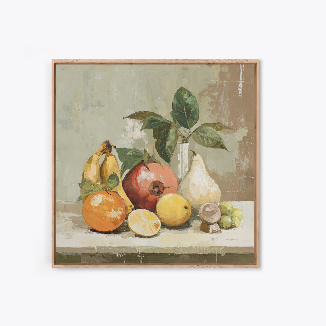 Bold Pop Fruit Composition Framed Canvas Print, Art, Canvas Wall Art, Living Room Decor, Watercolor Art, Boho Wall Art, ART-1x1-16