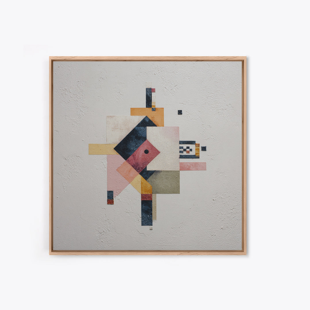 Geometric Color Study Framed Canvas Print, Art, Pink Wall Art, Living Room Decor, Fine Art, Textured Painting, ART-1x1-33
