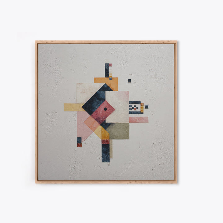 Geometric Color Study Framed Canvas Print, Art, Pink Wall Art, Living Room Decor, Fine Art, Textured Painting, ART-1x1-33