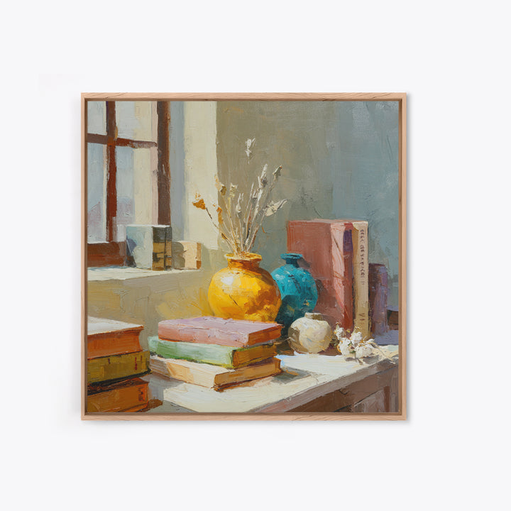Sunlit Interior Still Life Framed Canvas Print, Art, Prints Wall Art, Living Room Decor, Fine Art, Fine Art Print, ART-1x1-38