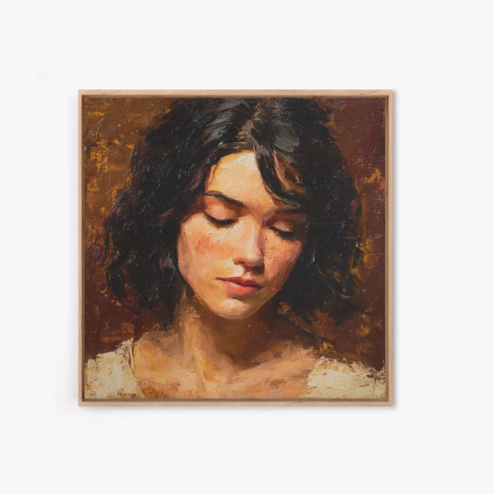 Expressive Portrait with Dramatic Light and Textured Canvas Print, Art, Living Room Decor, Fine Art, Art Nouveau, ART-1x1-4