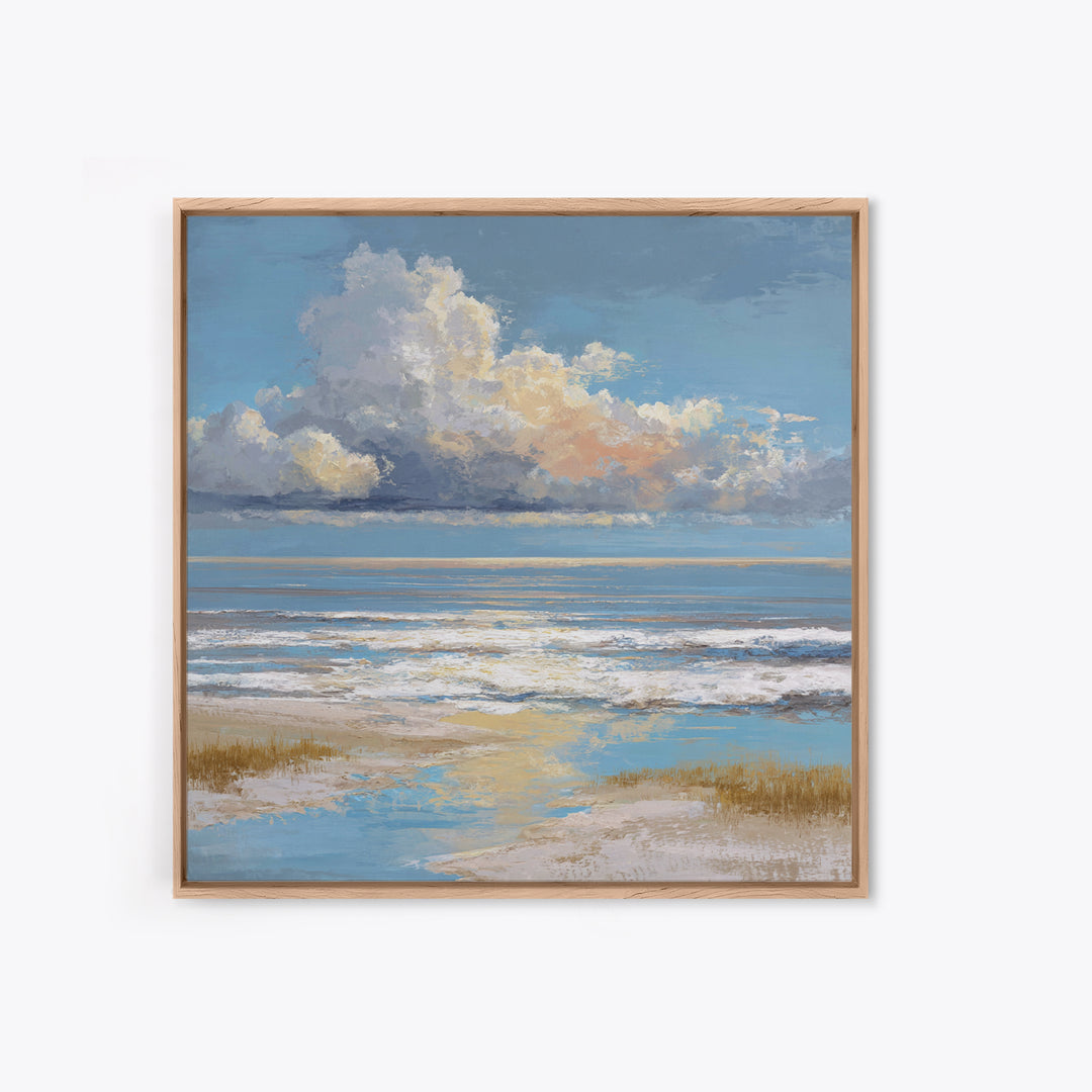 Dramatic Seascape with Foam and Storm Clouds Framed Canvas Print, Art, Living Room Decor, Fine Art, Art Nouveau, ART-1x1-48