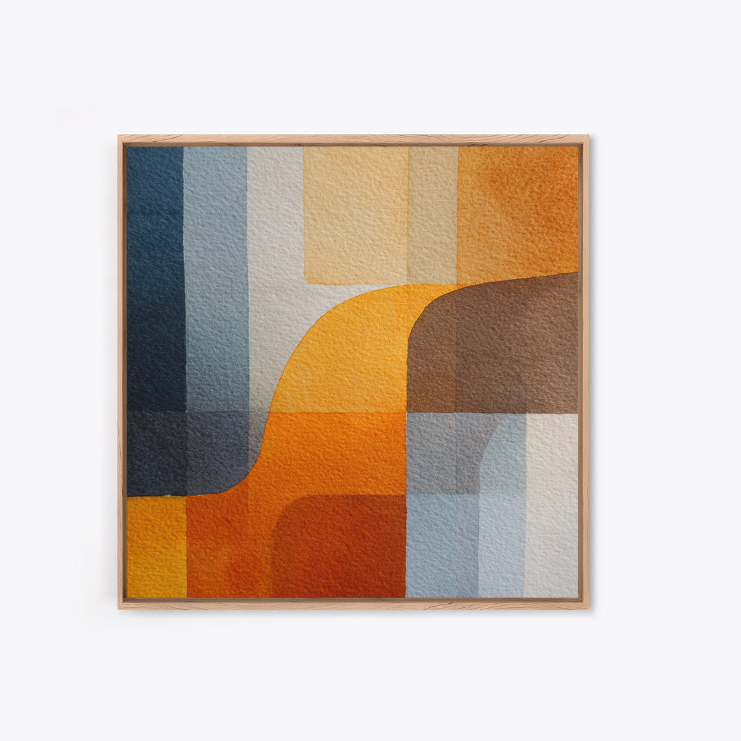 Geometric Color Study Framed Canvas Print, Art, Pink Wall Art, Living Room Decor, Fine Art, Textured Painting, ART-1x1-57
