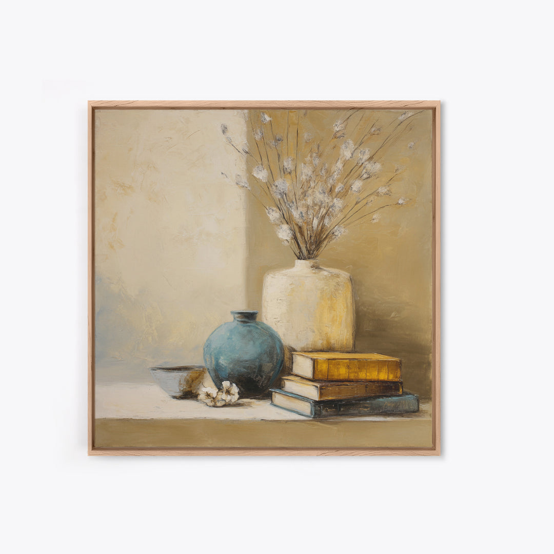 Sunlit Interior Still Life Framed Canvas Print, Art, Prints Wall Art, Living Room Decor, Fine Art, Fine Art Print, ART-1x1-62