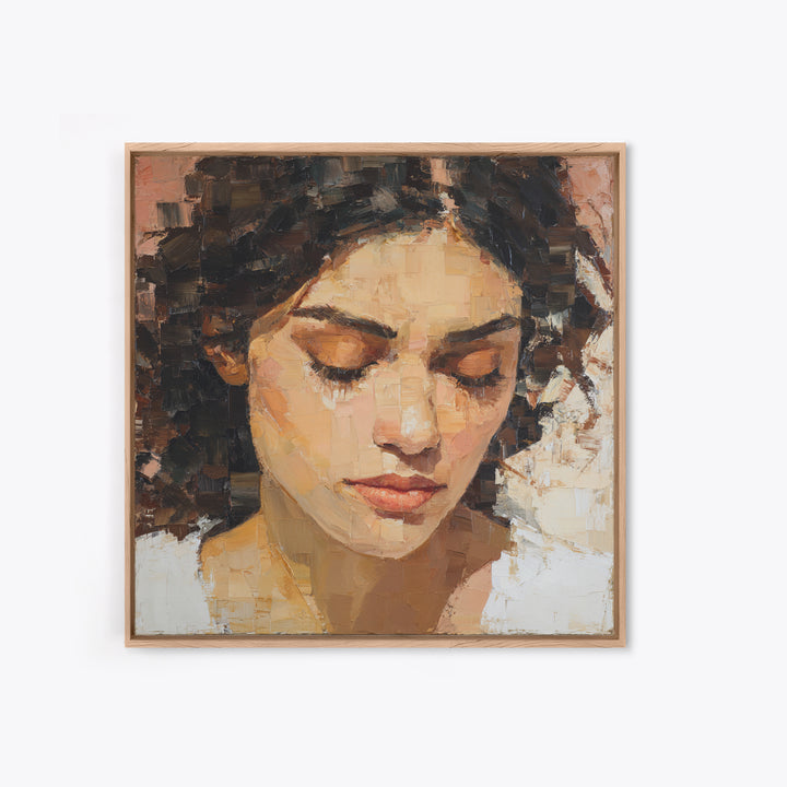 Expressive Portrait with Dramatic Light and Textured Canvas Print, Art, Printable Art, Living Room Decor, Oil Painting, ART-1x1-76