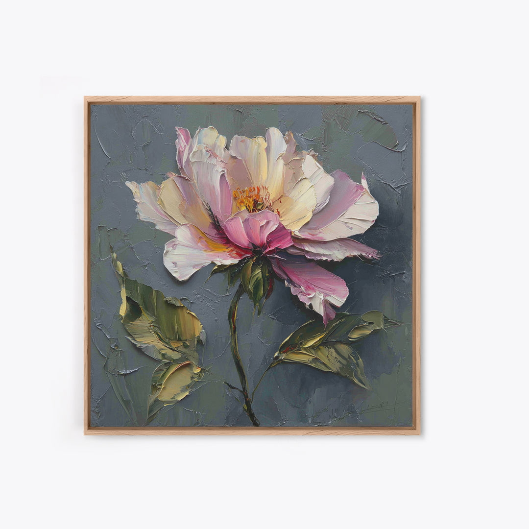 Romantic Floral Oil Painting Framed Canvas Print, Art, Art Commission, Living Room Decor, Oil Painting, Black Art, ART-1x1-8