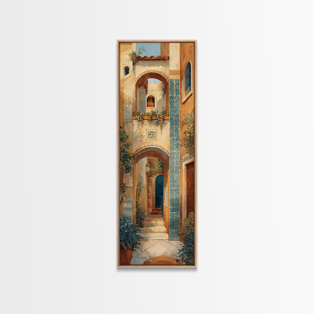 Architectural Archway in Warm Mediterranean Light Canvas Print, Art, Framed Wall Art, Living Room Decor, Fine Art, ART-1x3-10
