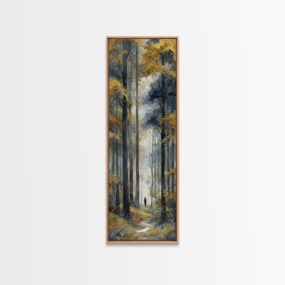 Woodland Path with Golden Autumn Atmosphere Canvas Print, Art, Digital Wall Art, Living Room Decor, Fine Art, ART-1x3-11