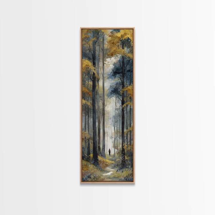 Woodland Path with Golden Autumn Atmosphere Canvas Print, Art, Digital Wall Art, Living Room Decor, Fine Art, ART-1x3-11