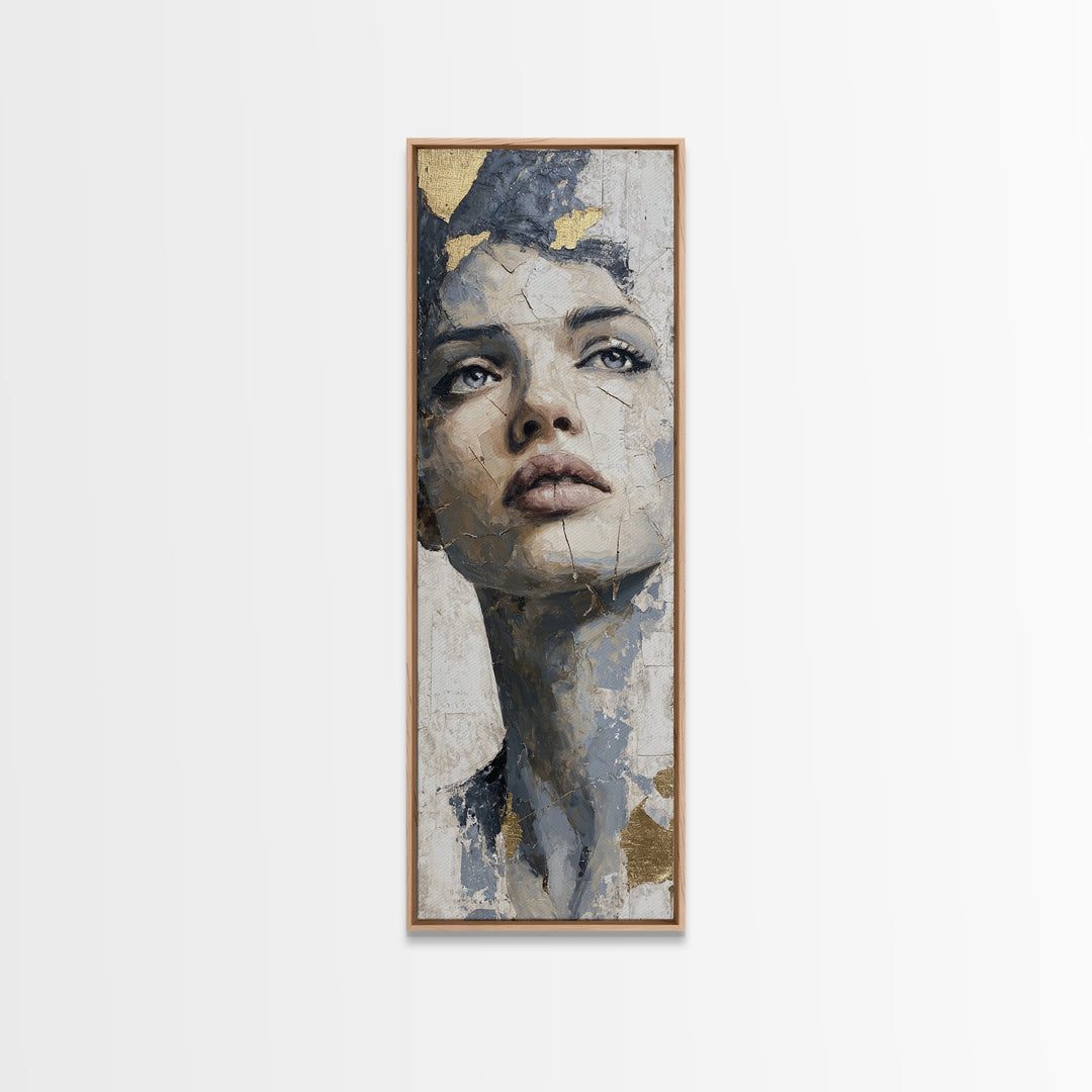 Expressive Portrait with Dramatic Light and Textured Canvas Print, Art, Pink Wall Art, Living Room Decor, Fine Art, ART-1x3-16