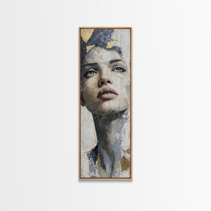 Expressive Portrait with Dramatic Light and Textured Canvas Print, Art, Pink Wall Art, Living Room Decor, Fine Art, ART-1x3-16