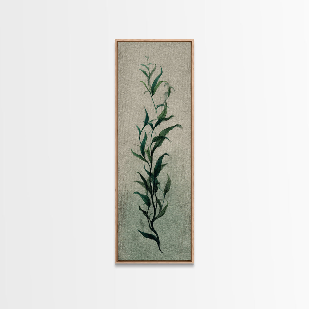 Minimal Botanical Ink Drawing on Handmade Paper Canvas Print, Art, Neutral Decor, Living Room Decor, Fine Art, ART-1x3-17