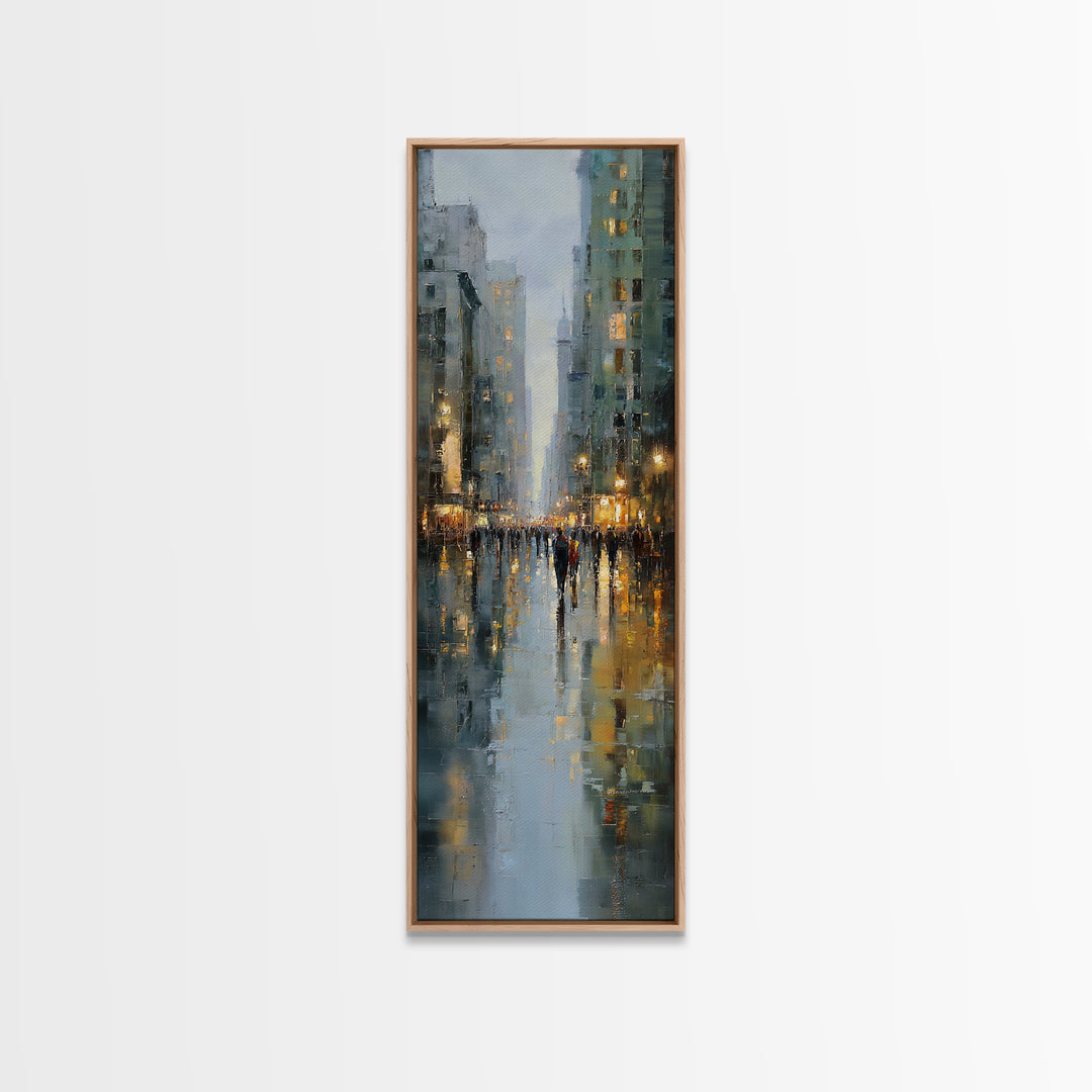 Moody City Scene Reflected Canvas Print, Art, Canvas Art, Living Room Decor, Fine Art, Horizontal Wall Art, Home Decor, ART-1x3-22
