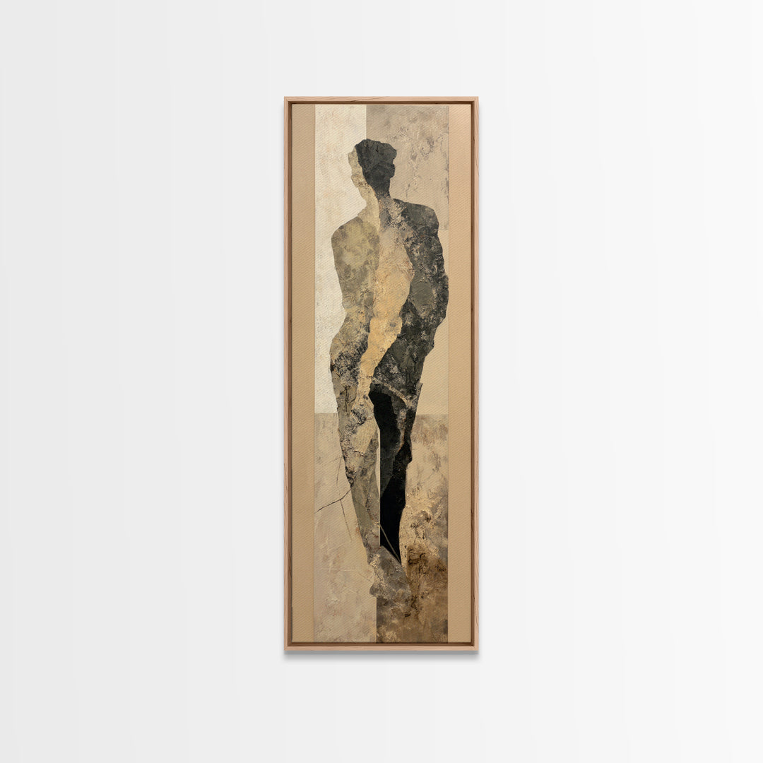 Simple Monochrome Figure Study Framed Canvas Print, Art, Home Decor, Living Room Decor, Fine Art, Minimalist Decor, ART-1x3-24