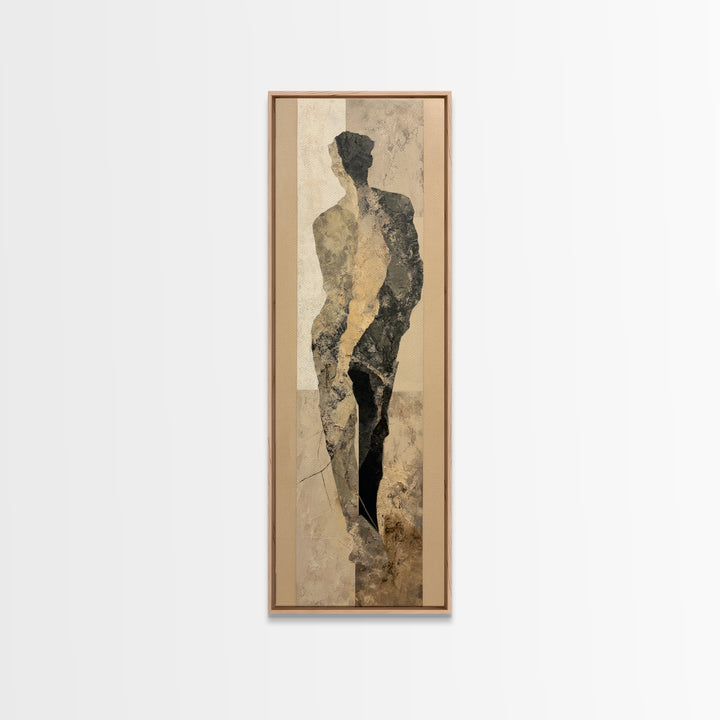 Simple Monochrome Figure Study Framed Canvas Print, Art, Home Decor, Living Room Decor, Fine Art, Minimalist Decor, ART-1x3-24