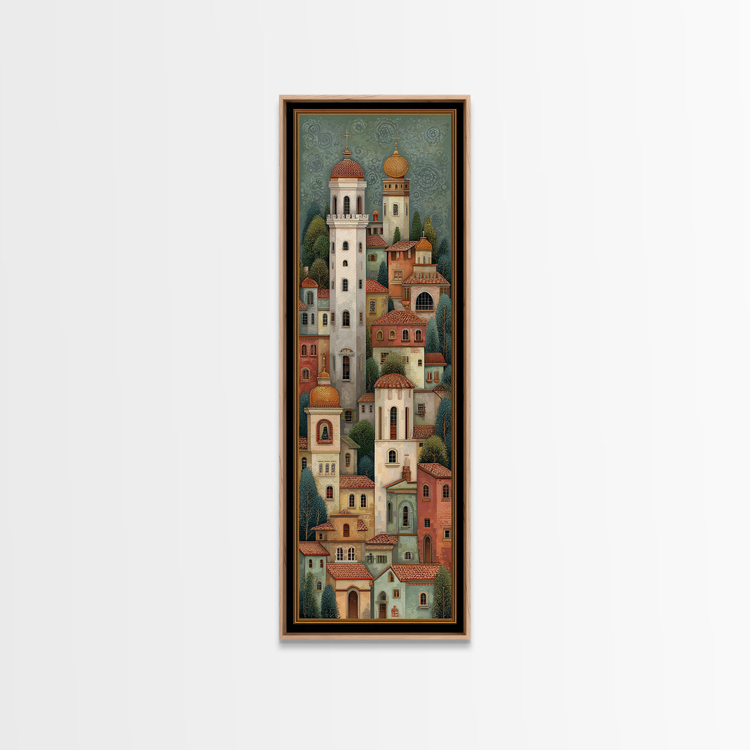 Naive Folk Art Village Canvas Print, Art, Wall Decor, Living Room Decor, Fine Art, Wall Art, Art Prints, Digital Art, ART-1x3-32