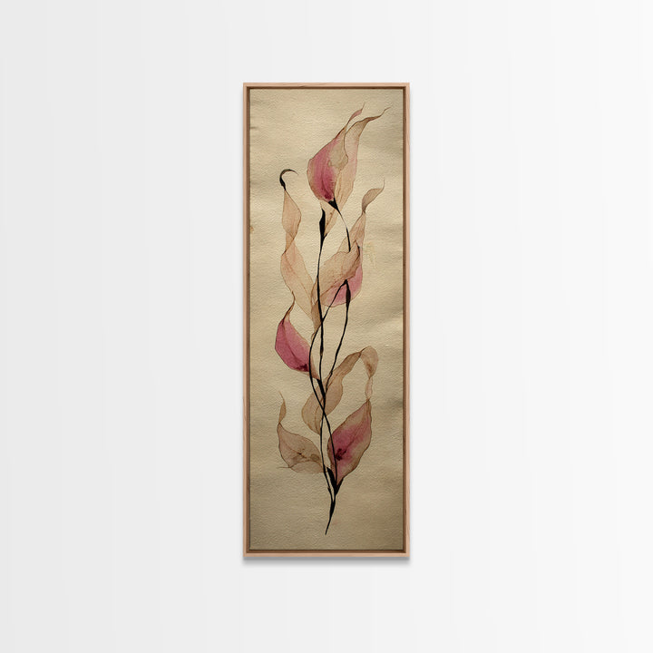 Minimal Botanical Ink Drawing on Handmade Paper Canvas Print, Art, Art Deco, Living Room Decor, Fine Art, Printable Art, ART-1x3-41