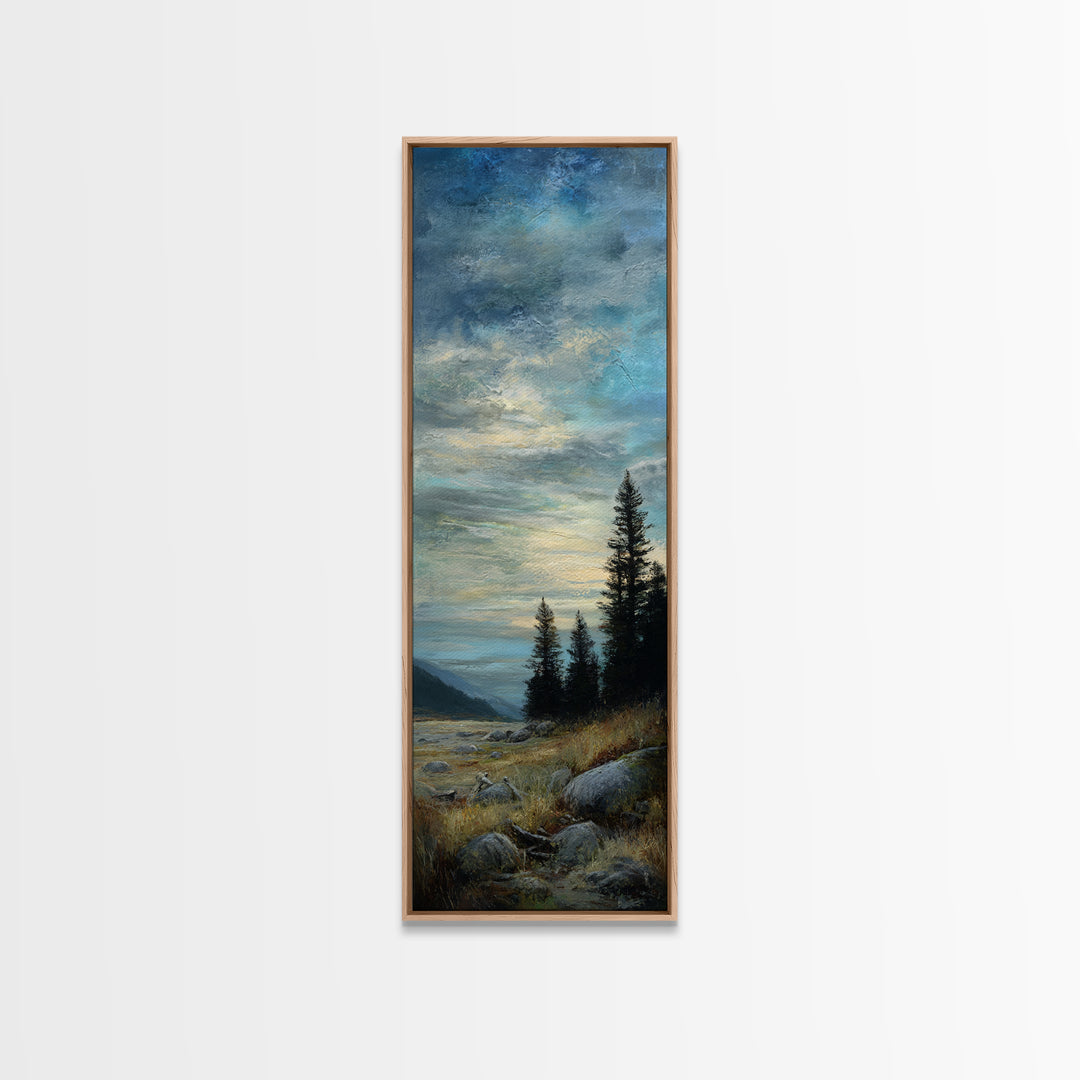 Quiet Mountain Scene Canvas Print, Art, Black Art, Living Room Decor, Fine Art, Wall Decor, Neutral Decor, Modern Decor, ART-1x3-5