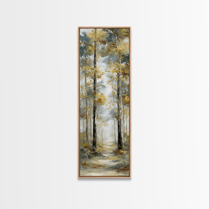 Woodland Path with Golden Autumn Atmosphere Canvas Print, Art, Living Room Decor, Fine Art, Art Nouveau, Framed Wall Art, ART-1x3-59